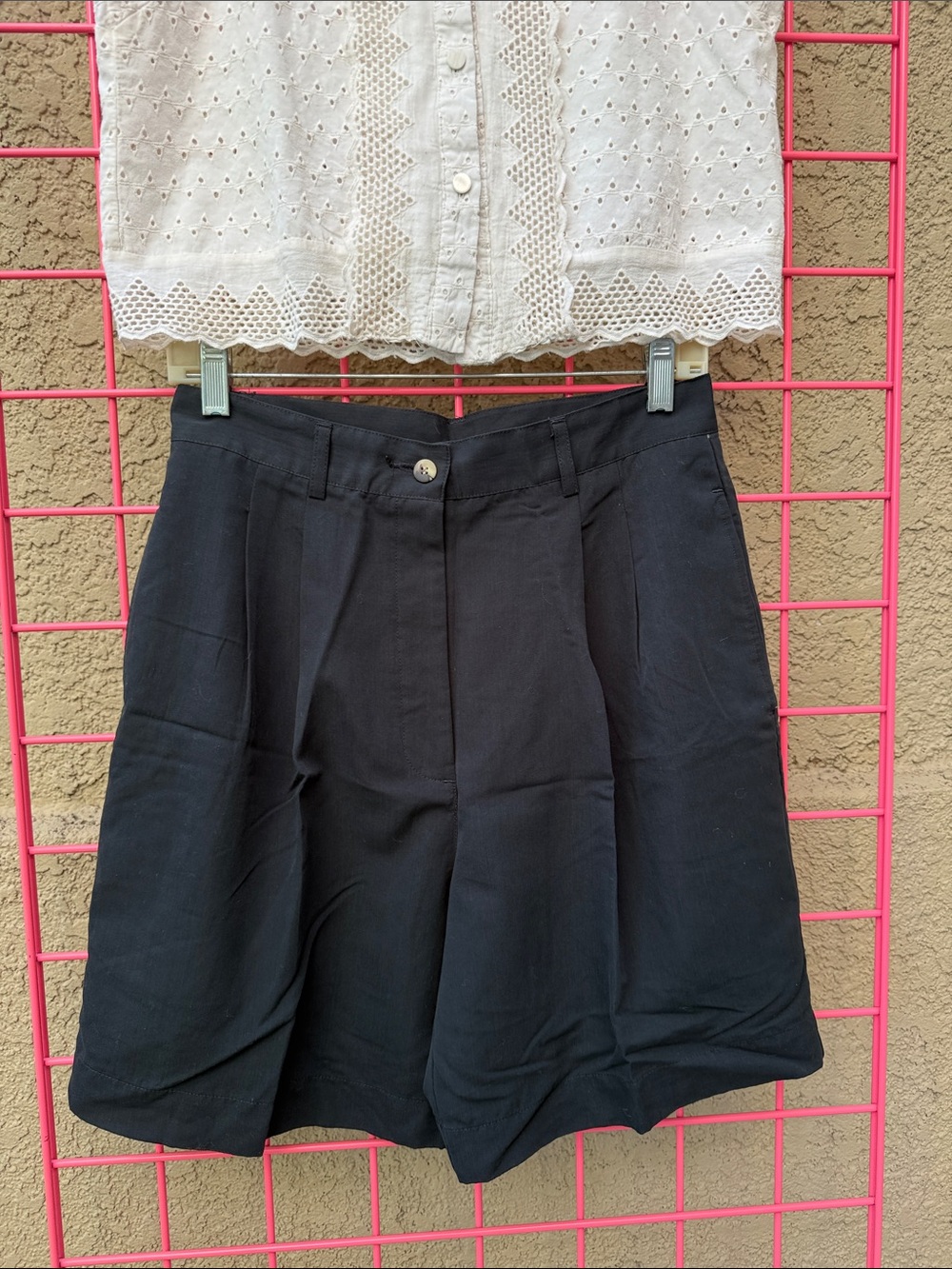 Vintage black Page & Tuttle rayon blend high waist shorts